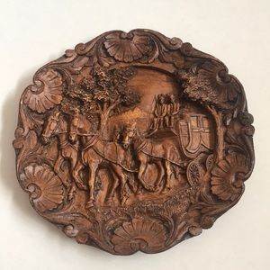 Vintage 🇫🇷SIC Carved Wooden Resin 3D Wall Plate